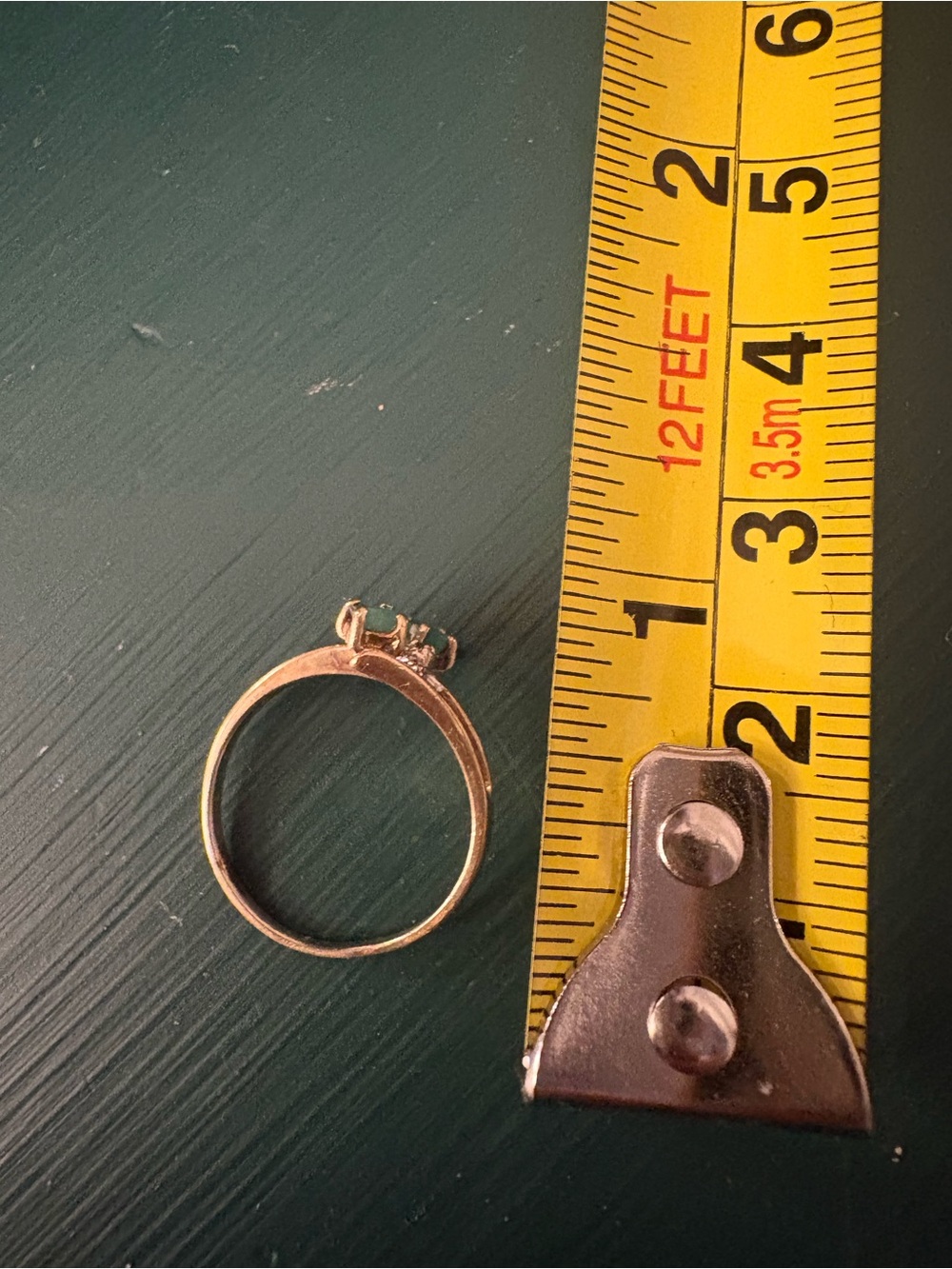 Delicate 10k Yellow Gold Ring with Green Gemstones for Women - Picture 5 of 5